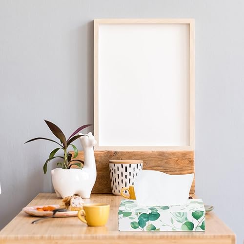 Miniatura 6 de Paquete de 12 cajas de pañuelos faciales suaves a granel, caja de 2 capas, hojas de eucalipto verdes, cajas de pañuelos faciales lisas, caja plana