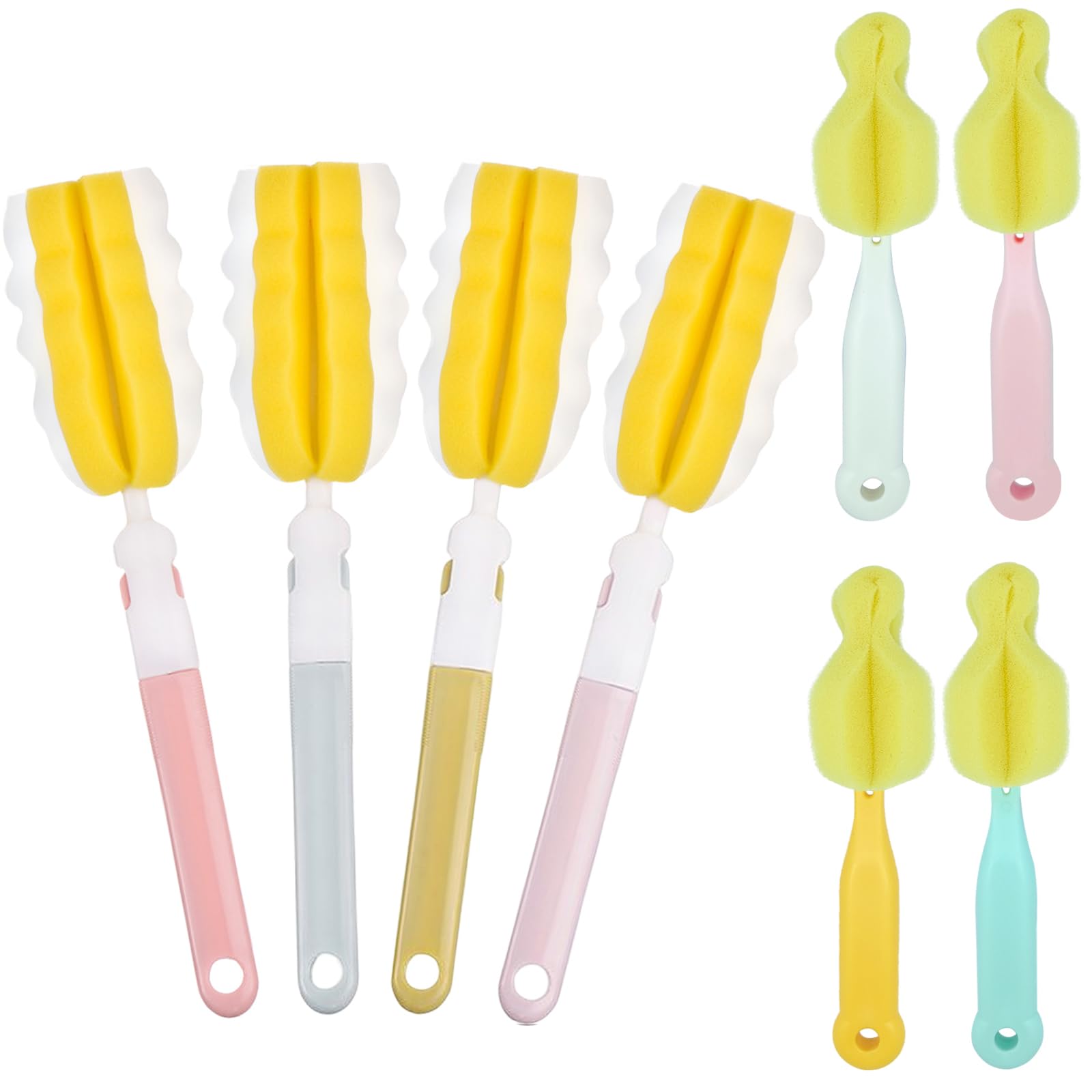 4PCS Baby Bottle Brush Set - Milk Bottle &amp; Nipple Cleaner with 4 Detachable Portable Scrubber Brushes