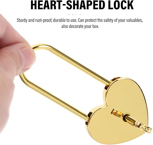 Miniatura 6 de Toddmomy 1 candado pequeño en forma de corazón, cerradura de corazón de metal con llave para caja de joyería, caja de almacenamiento, libro diario,