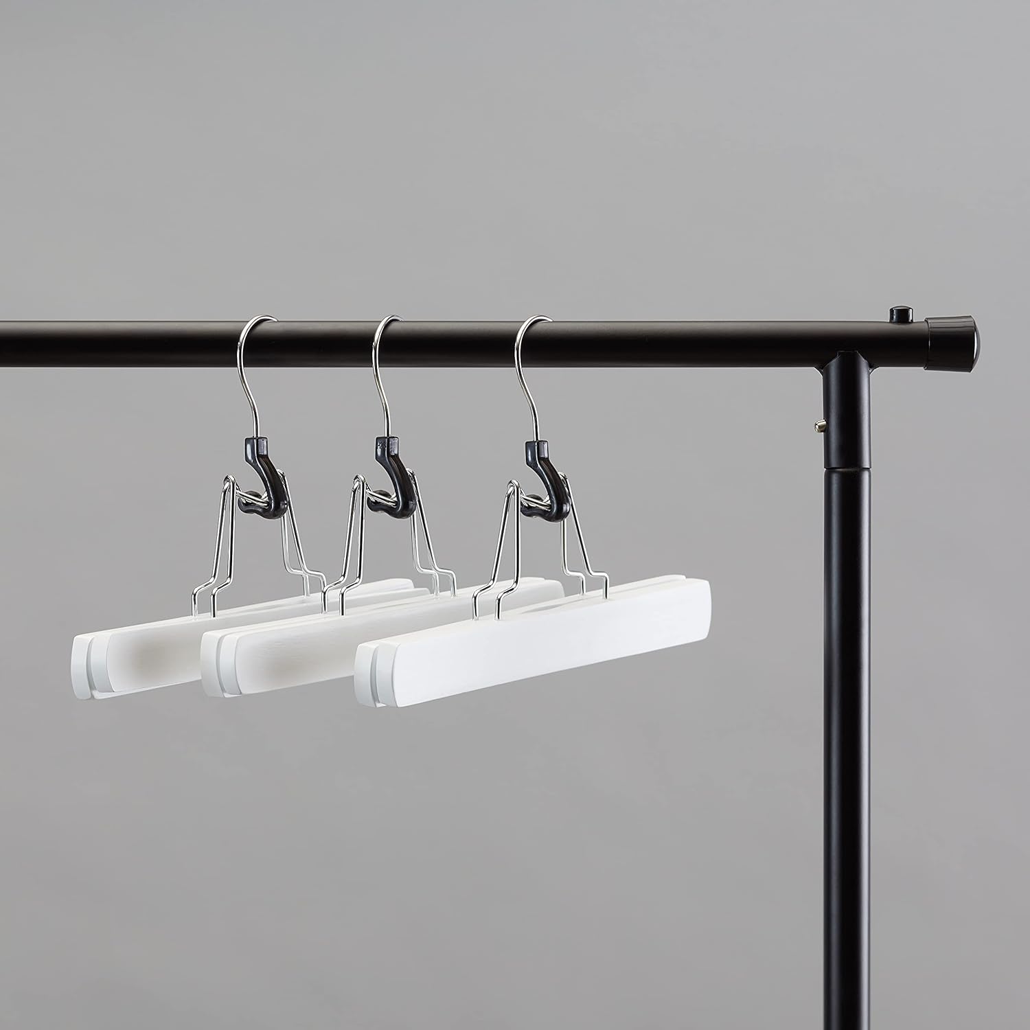 Amazon Basics Wooden Pants Hangers - White, (Pack of 60)