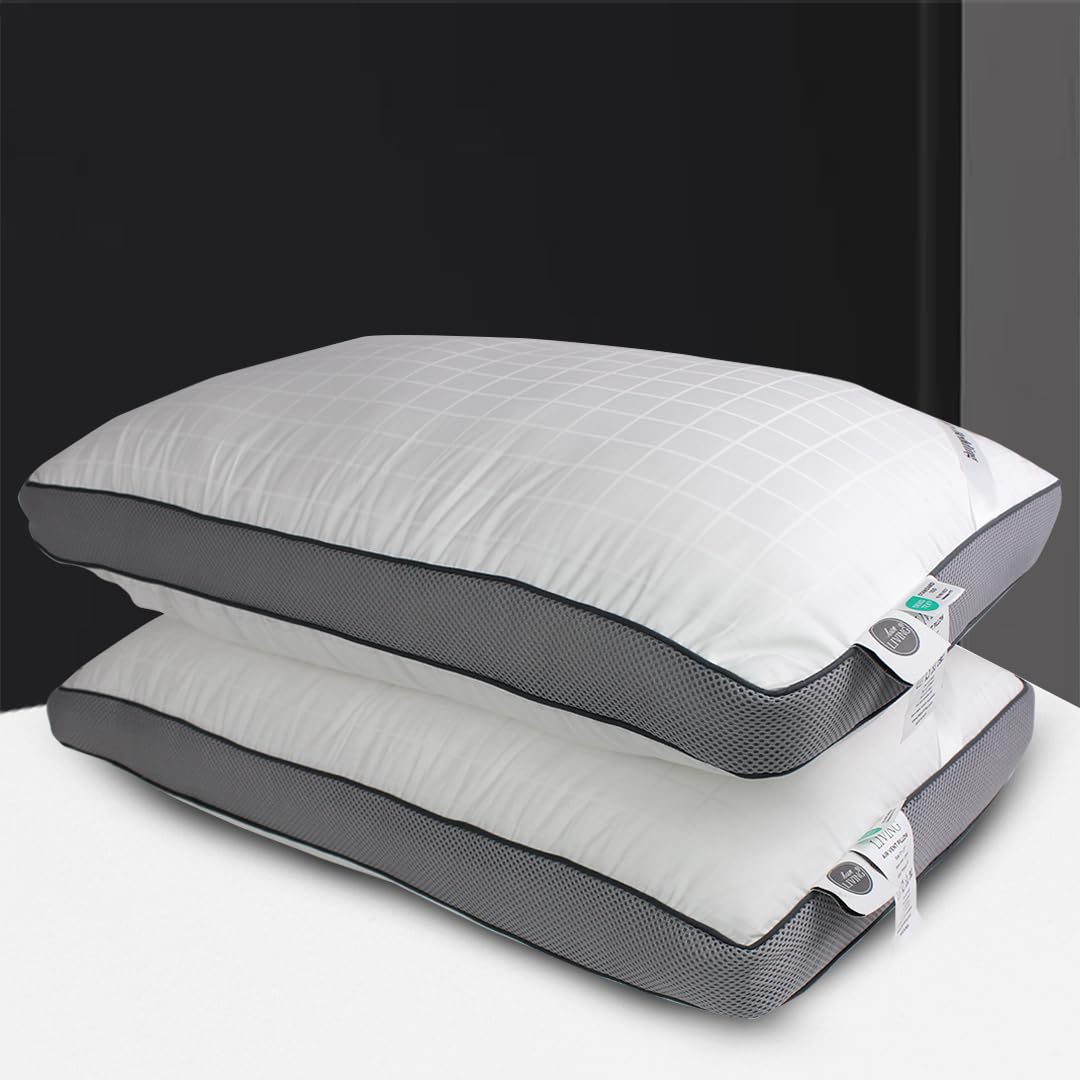 bien LIVING Plush Air Vent Luxury Ultra Standard Pillow, Luxurious 300 Tc 100% Cotton Fabric, White, Pillow Set of 2 (17"X27") (B0CFVK19GB) Amazon Price History, Amazon Price Tracker