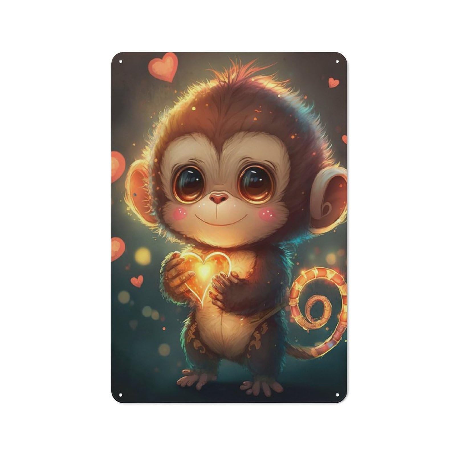 Junmoney Baby Monkey Retro Tin Sign 30X20cm For Garden Room Or Summerhouse, A Housewarming Gift For Garden Room Decor Fans