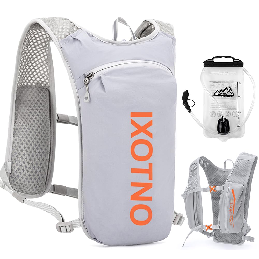 Zaino da corsa per idratazione, 5 l, leggero, con cinghie pettorali regolabili, gilet per l'idratazione da corsa, con sacca d'acqua o fiaschetta morbida