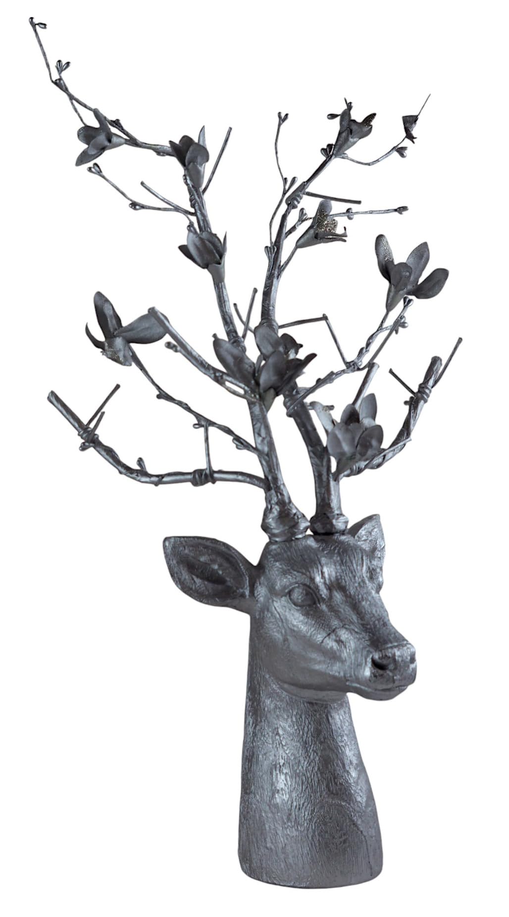 SiL Interiors Silver Reindeer Stag Freestanding 45cm Bust Head Christmas Ornament