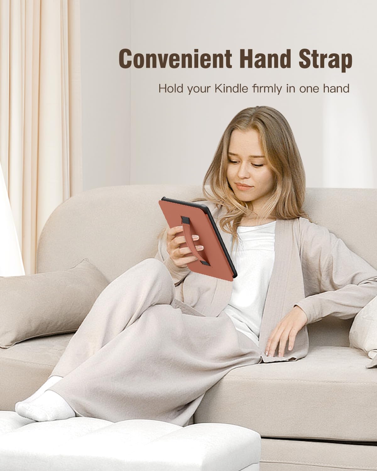 MoKo Custodia per Ebook Reader da 6"(11a Gen-2024/2022), Cover a Conchiglia Leggera Cinturino per la mano con Auto Sonno/Sveglia per 11a Gen 2024,NON per Kobo Aura 2/Remarkable, Arancione