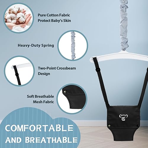 Miniatura 5 de G TALECO Gear Saltador de bebé con soporte, gorila para bebé, fácil instalación, ejercitador de bebé para bebés activos, adecuado para interiores y