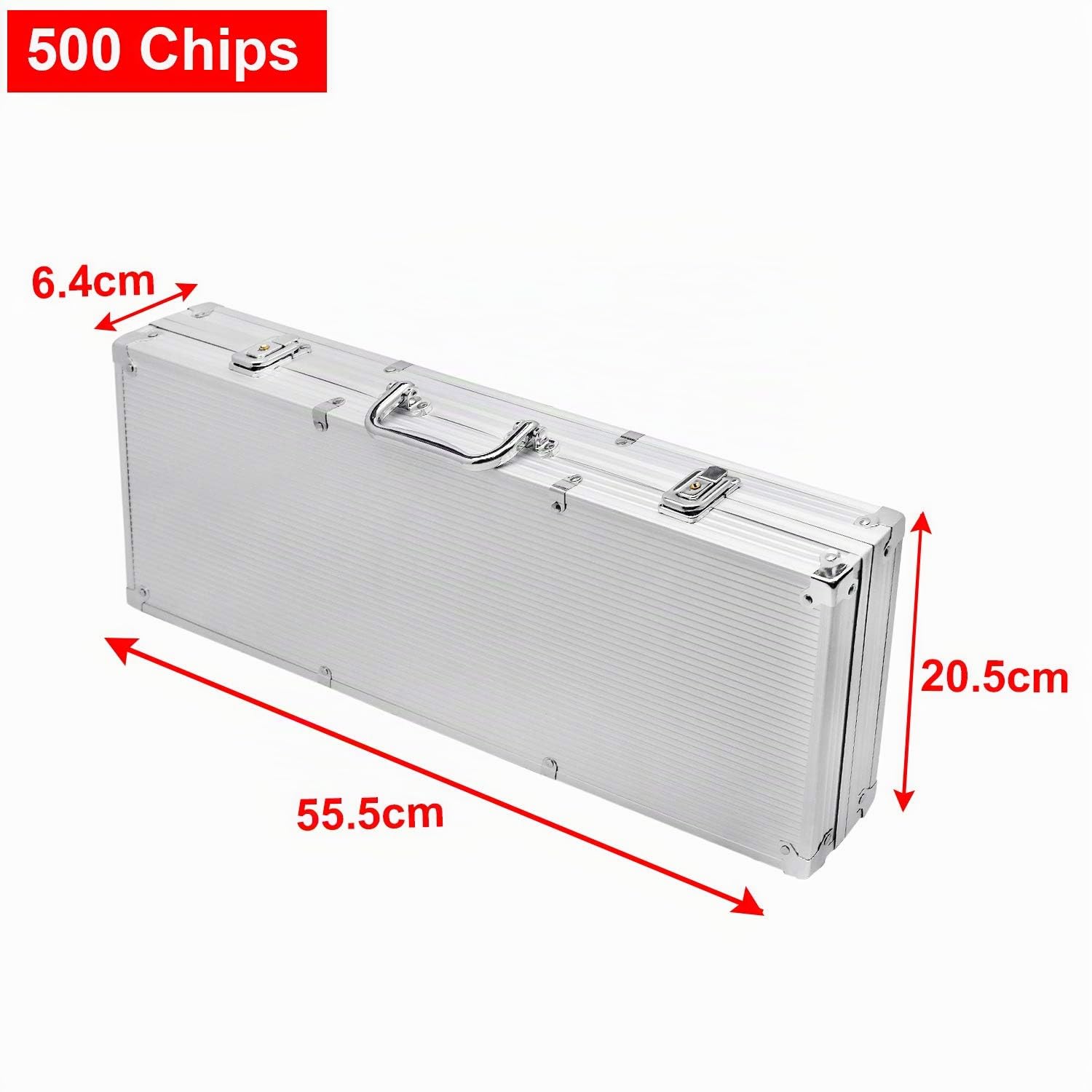 LARS360 Set da poker professionale con valigetta in alluminio con 500 chips laser di alta qualità, 2 poker e 5 dadi, 2 chiavi, 3 pulsanti per dealer