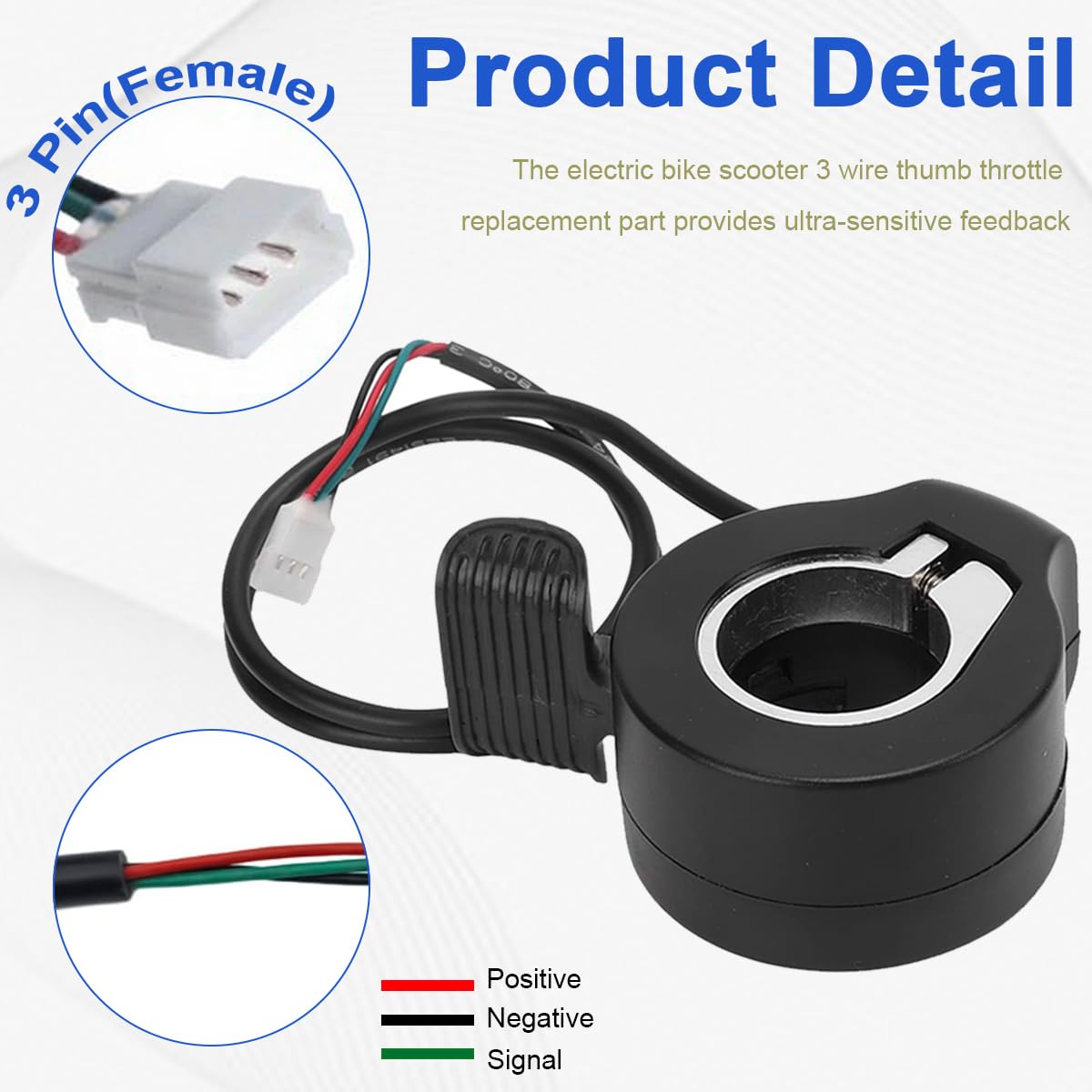 ZAMDOE Acceleratore Universale a Pollice 7/8 di Pollice (22 mm) Gruppo Leva acceleratore 12V-72V per Bici elettriche Scooter elettrici e monopattini per Bambini Antiscivolo Impermeabile