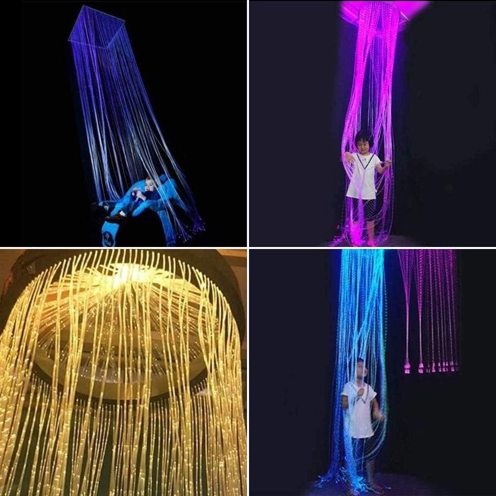 Luces sensoriales de fibra óptica de 10 W para habitación sensorial/niños autistas, aplicación + centelleo+motor de luz activada por sonido, resistente y duradero (3 cables de 0.75) con punto
