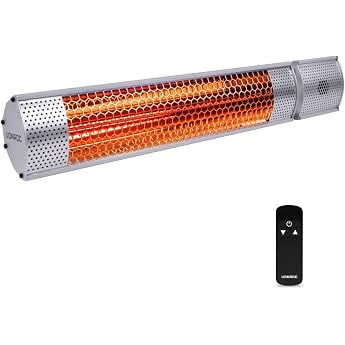 VONROC Infrared Heater Patio Electric [2000 W] - Patio Heater [Lowglare Tube] for Seconds Heat Outdoor Patio Heater [IP65] Silver 2000W
