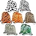 14 Pieces Jungle Animal Party Favor Bags, Animal Print Drawstring Backpack Safari Goodie Bags Candy Bags Treat Bags Cinch Sackpack Bag for Safari Jungle Zoo Theme Birthday Party Baby Shower Supplies
