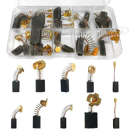 Miniatura 8 de Cepillos de motor de carbono, cepillos de carbón de motor eléctrico de 10 tamaños diferentes, piezas de repuesto para herramientas eléctricas,