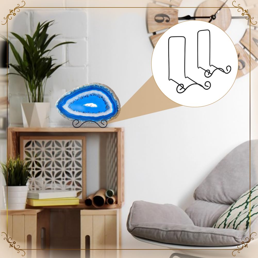 NBEADS 2 Supporto per Piatto Fondo In Ferro Battuto con 2 stili, Cavalletto Espositivo A Forma di Pergamena In Metallo Supporto Decorativo per Piatti e Quadri In Metallo, Nero