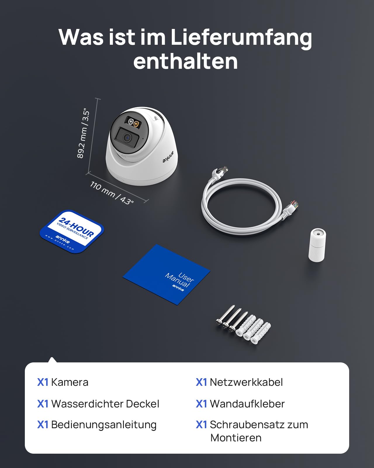 ANNKE 3K PoE Überwachungskamera Aussen, IP Kamera mit Personen- und Fahrzeugerkennung, Audio und microSD Kartensteckplatz, 100 Fuß Nachtsicht, IP67 Wasserfest, H.265+ (Update-Version von C500) | IP Kamera mit Zwei-Wege Audio, 100 Fuß Nachtsicht, 512GB mic