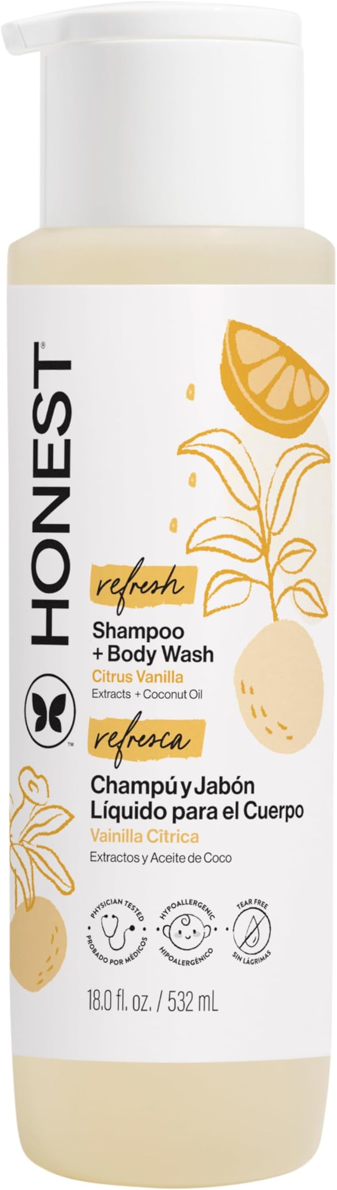 Perfectly Gentle Sweet Orange Vanilla Shampoo + Body Wash | Tear-Free Baby Shampoo with Naturally Derived Ingredients | Sulfate- & Paraben-Free Baby Bath | 18 Fl. Ounces