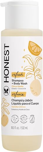 The Honest Company Perfectly Gentle Shampoo and Body Wash, Sweet Orange Vanilla, 18 Fluid Ounce