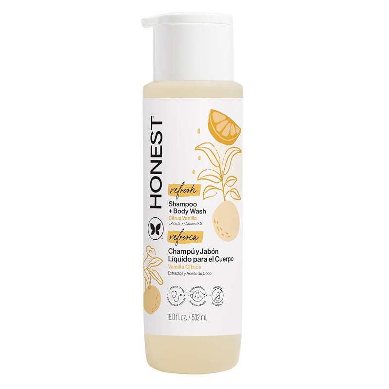 The Honest Company Shampoo e Sabonete Líquido Corporal 2 em 1 Citrus Vanilla Refresh, 18 fl oz