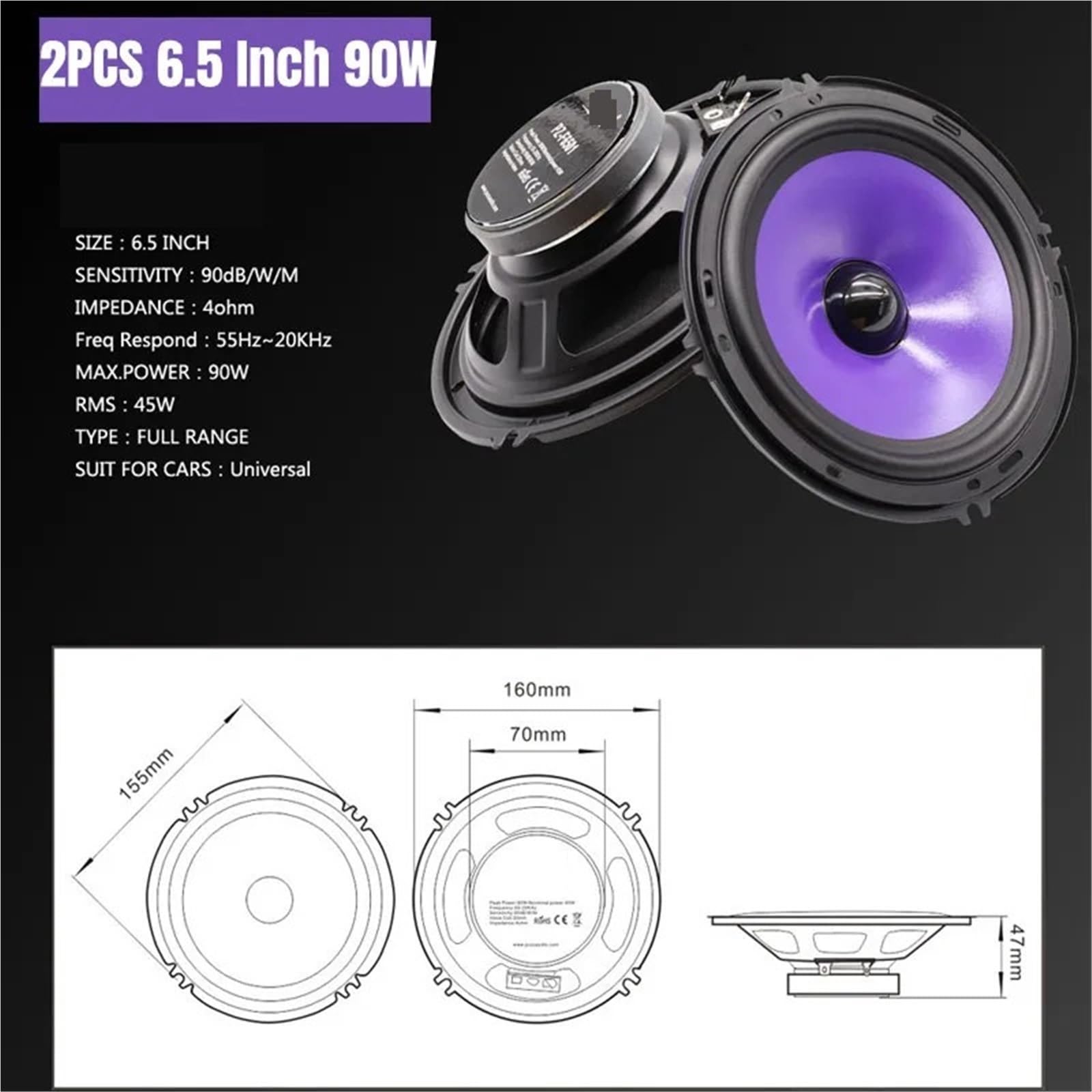 Głośniki samochodowe Głośnik samochodowy(6.5 Inch 90W)