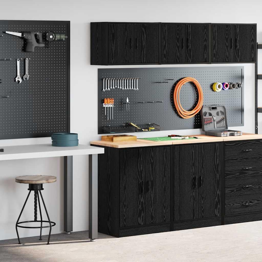 INLIFE Garagenschränke 2 STK. Schwarz Holzwerkstoff,Wirtschaft & Industrie,Gewerbliche Lagerung,Industrieschränke,Schwarz,36.91 KG,3328306