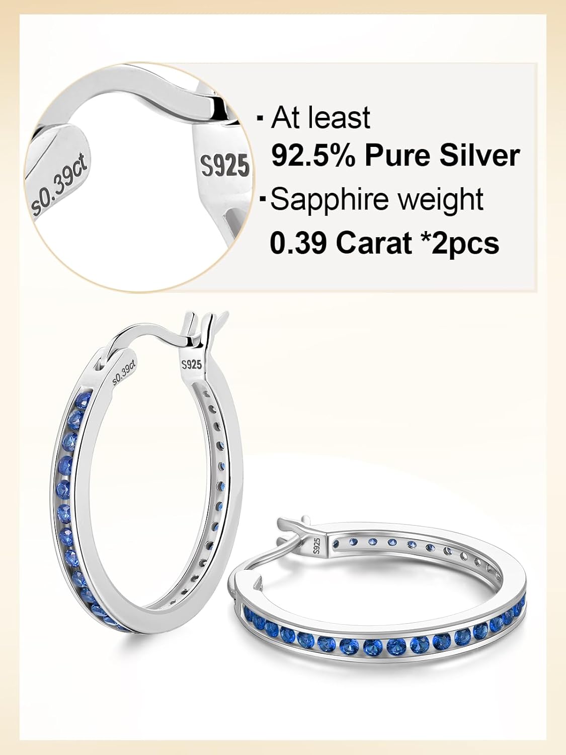 Moissanite Hoop Earrings for Women, 20mm/30mm, Solid 925 Sterling Silver, Hypoallergenic Comfy Earrings, Birthday Valentines Anniversary Christmas Ideal Gift for Her