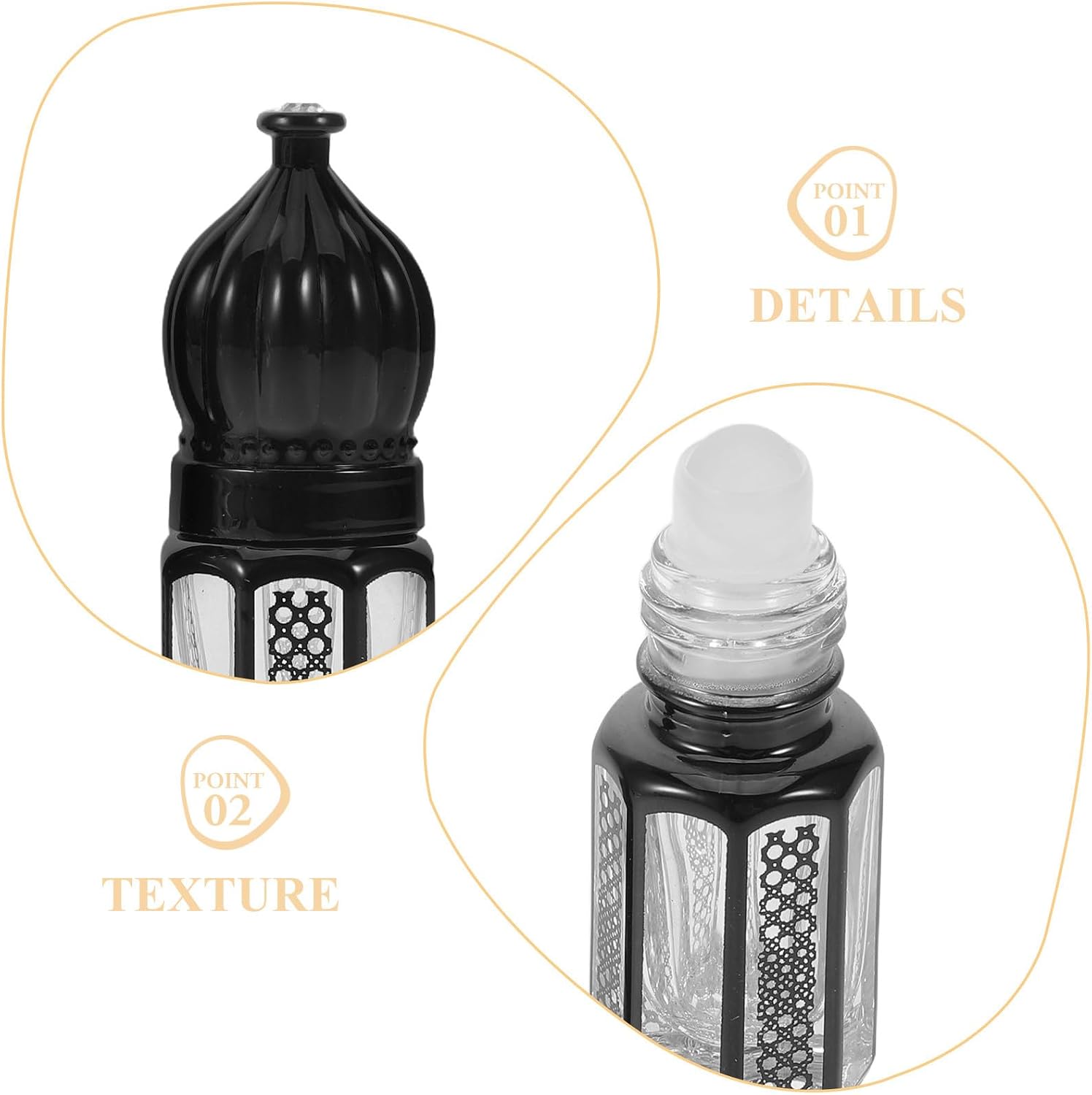 WOONEKY 4pcs 3ml Glass Roll on Bottles for Essential Oils and Perfumes, Leakproof Portable Oil Bottles with Roller Balls, Elegant Minimalist Design for Daily Use and Business Trips