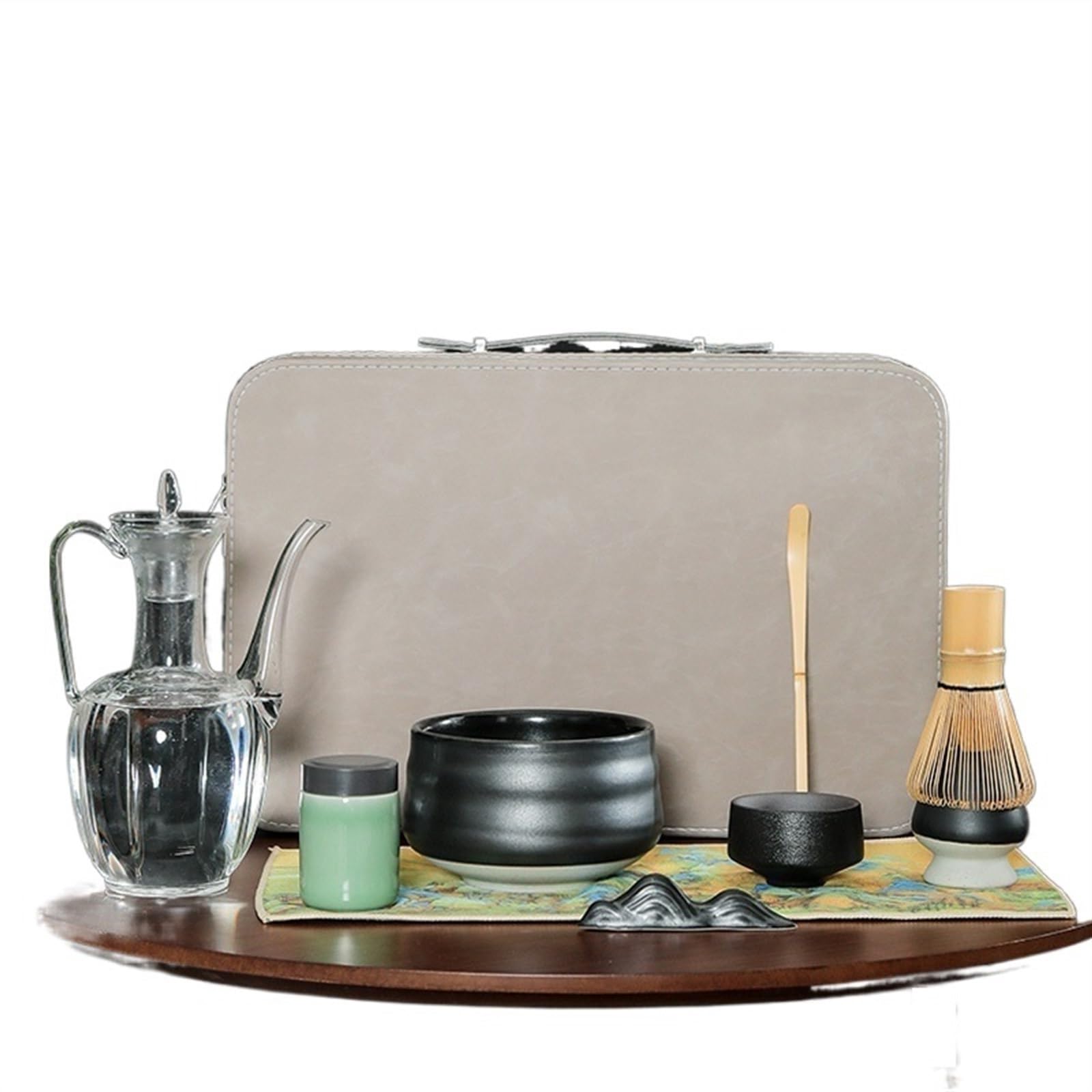Cuillere Matcha avec Cuillère à Café en Bambou Matcha Kit Service à Thé Japonais Traditionnel Bureau à Domicile et Salon de Thé(Noir,9-Piece Set)