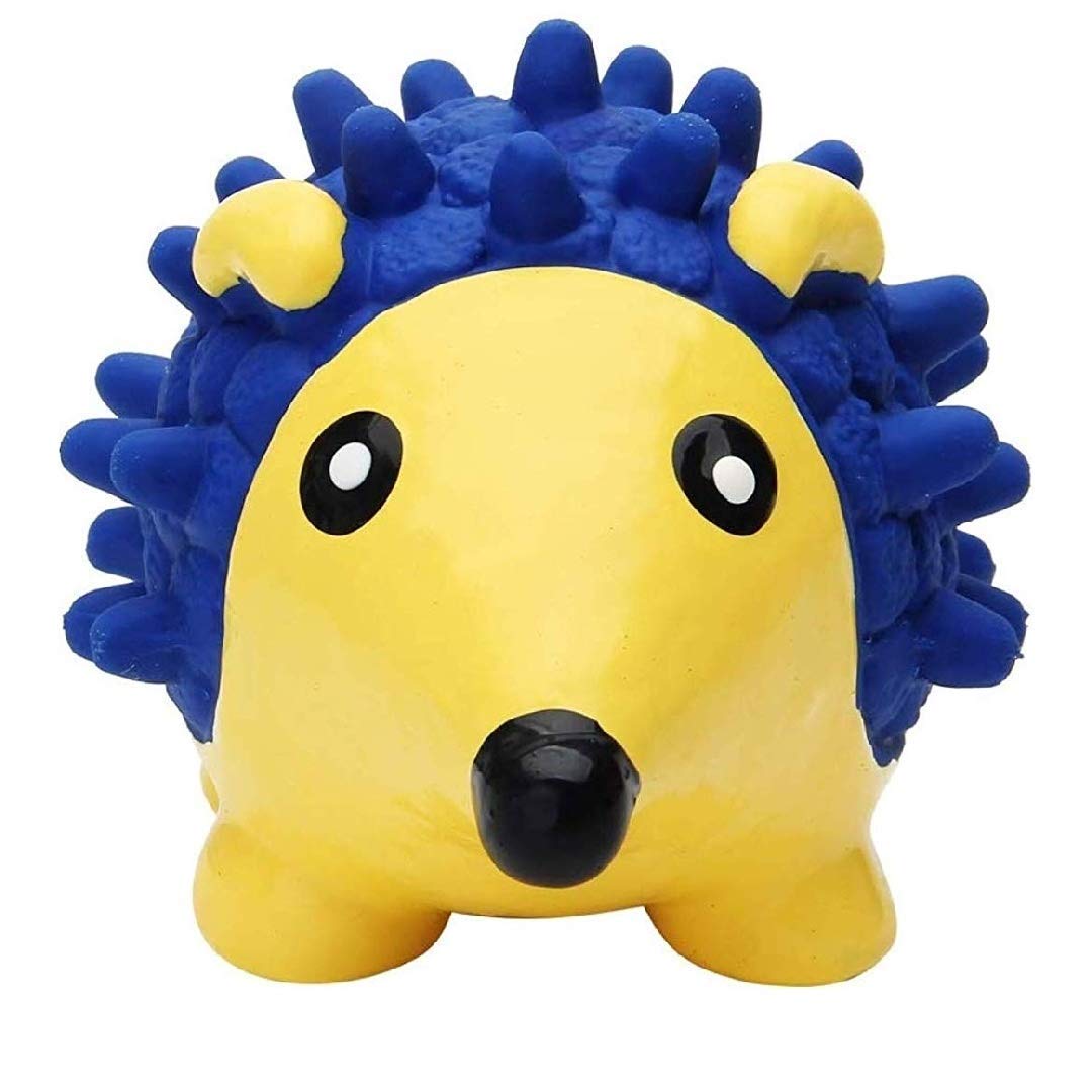 Pups&Pets Non-Toxic Soft Latex Interactive Training Fetch and Play Squeaky Bouncing and Floating Hedgehog Chew Toy for Puppies and Dogs (Small).
