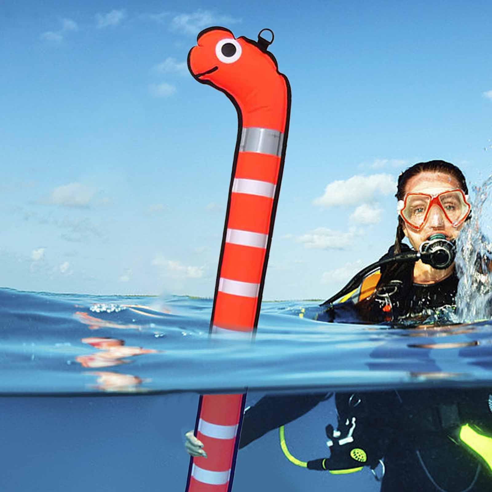 Boa di sicurezza subacquea - Pennarello riflettente ad alta visibilità, galleggiante gonfiabile a forma di salsiccia, tubo di segnale per immersioni in nylon | Per lo snorkeling, marcatura