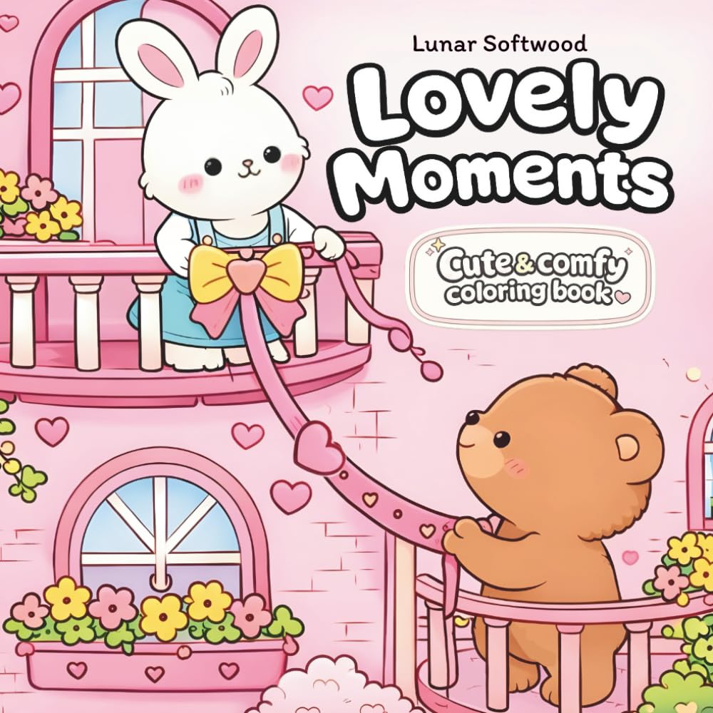 Lovely Moments: Cute Cozy Animal Love Moments for Adults and Teens with Simple Bold Designs (Dear Friends Coloring Book)