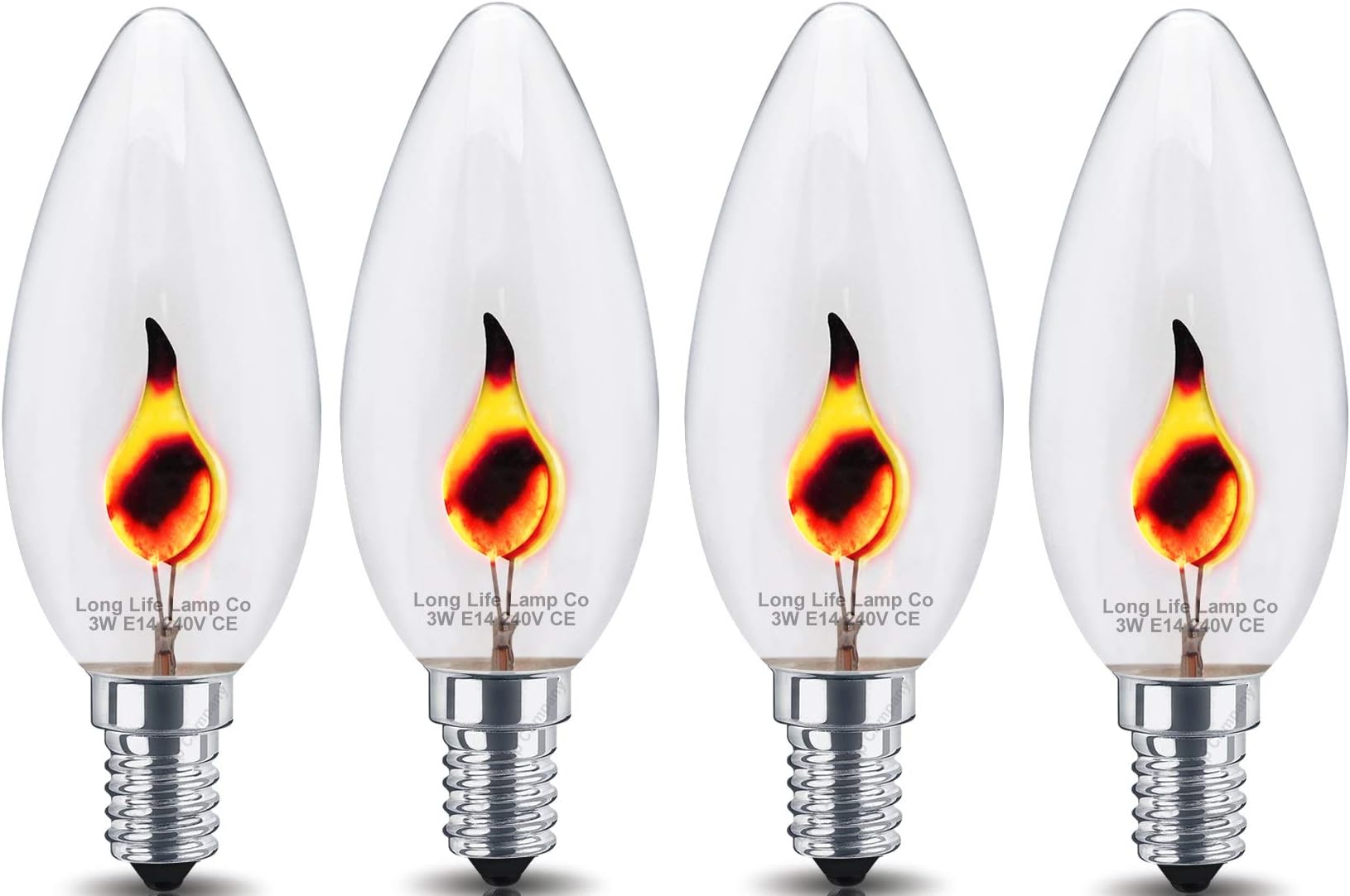 4 x 3w Flicker Flame Candle Light Bulb E14 SES Screw