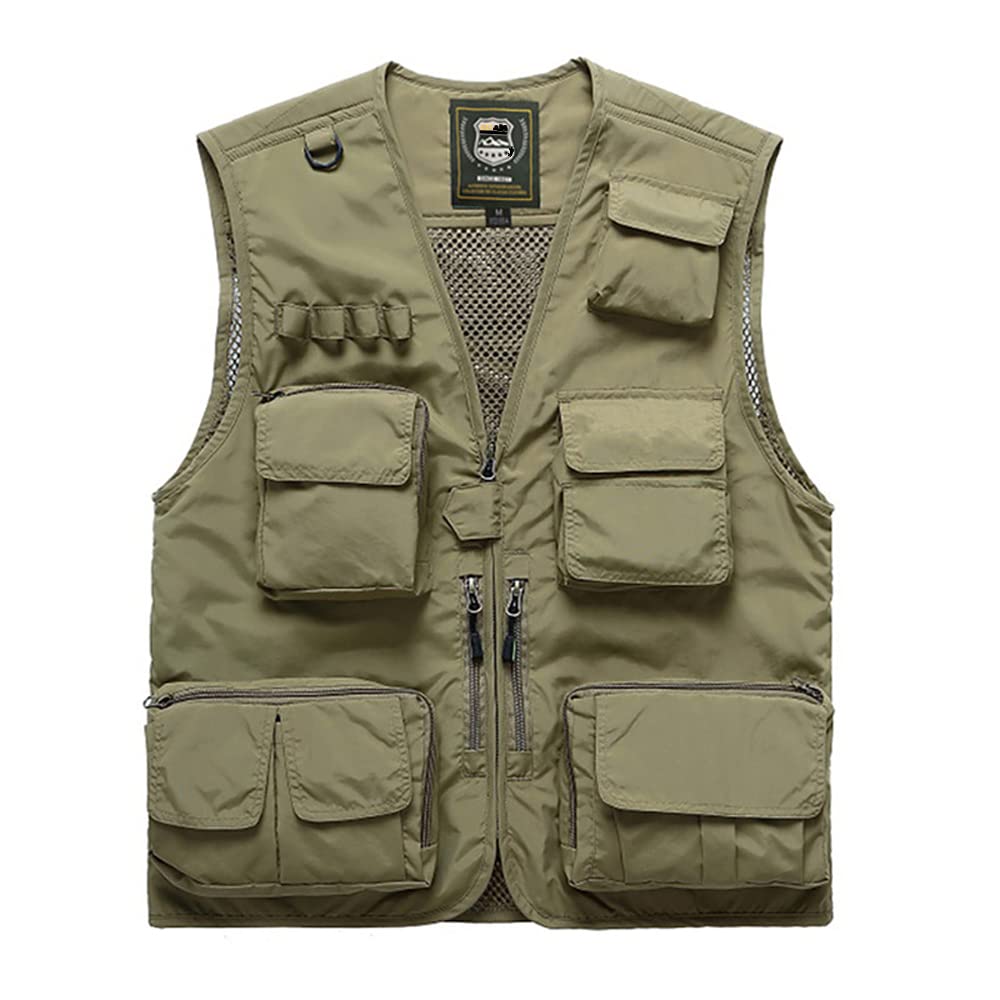 Lilychan Mens Utility Casual Fishing Vests Outdoor Vest Multi Pockets Cargo Vest Travel Hunting Camping Tactical Outerwear