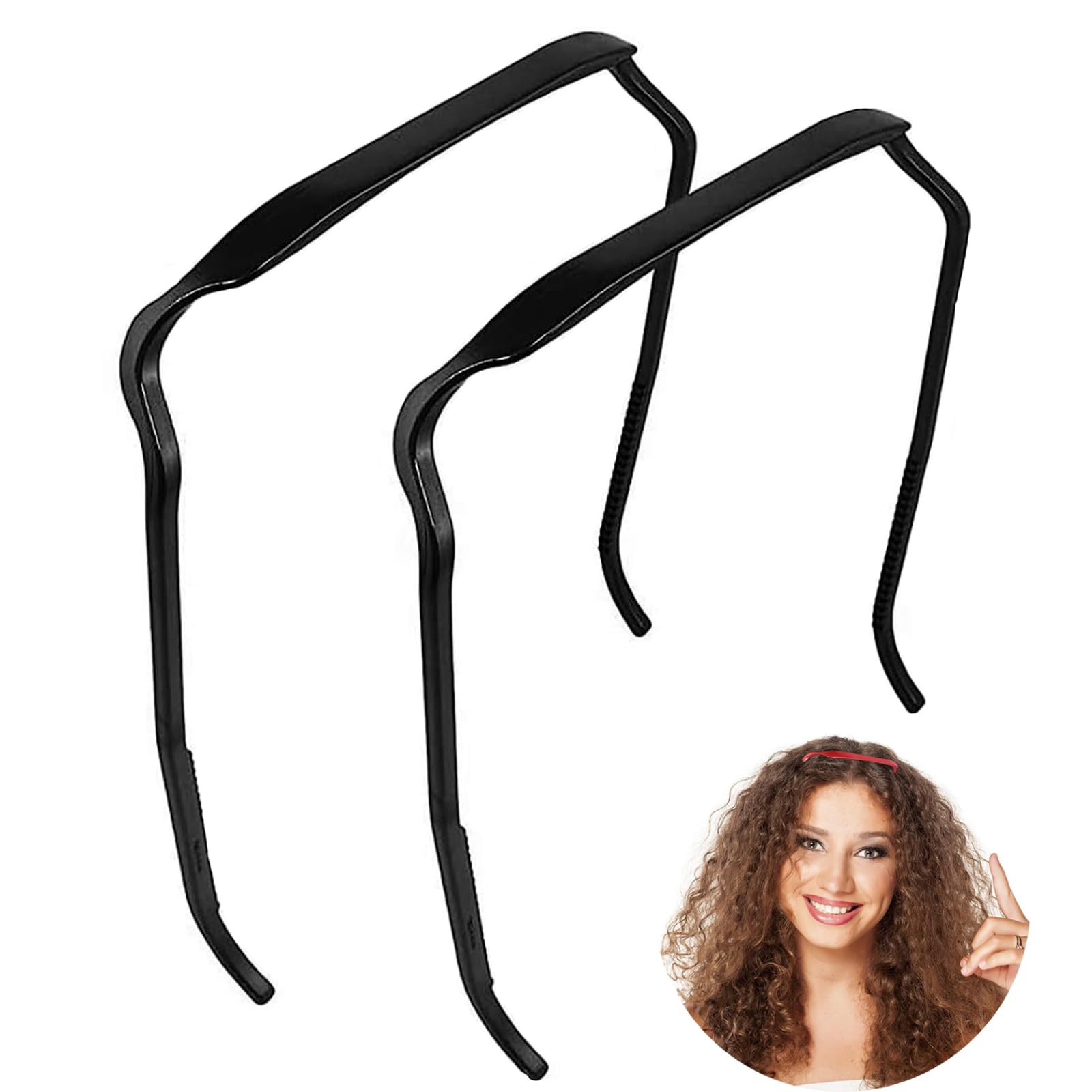 YCYHHW Curly Thick Hair Headband, Thick Hair Medium Invisible Hair Hoop for Women men Hair, Hairstyle Fixing Tool for Curly Hair Thick Hair (2pcs black)