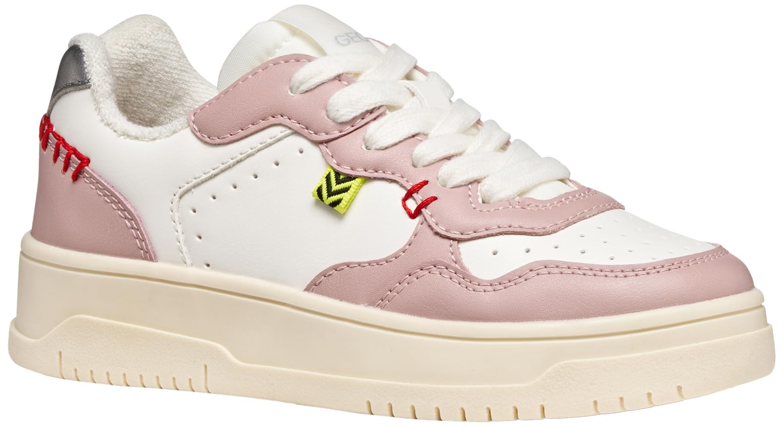 Geox J LESTRELLA Girl Sneaker, White/Rose, 6 UK