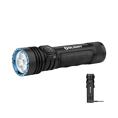 OLIGHT Seeker 4 Pro Rechargeable Flashlights, 4600 Lumens High Powerful Bright Light with USB C Holster, Waterproof IPX8 for Emergencies, Camping, Searching (Matte Black Cool White)