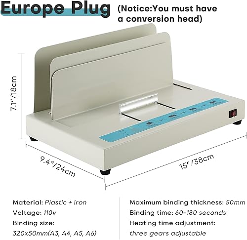 Miniatura 2 de FLKQC Máquina de encuadernación térmica de 110 V de 1 a 1969in de grosor de encuadernación térmica universal máquina de detección de luz infrarroja