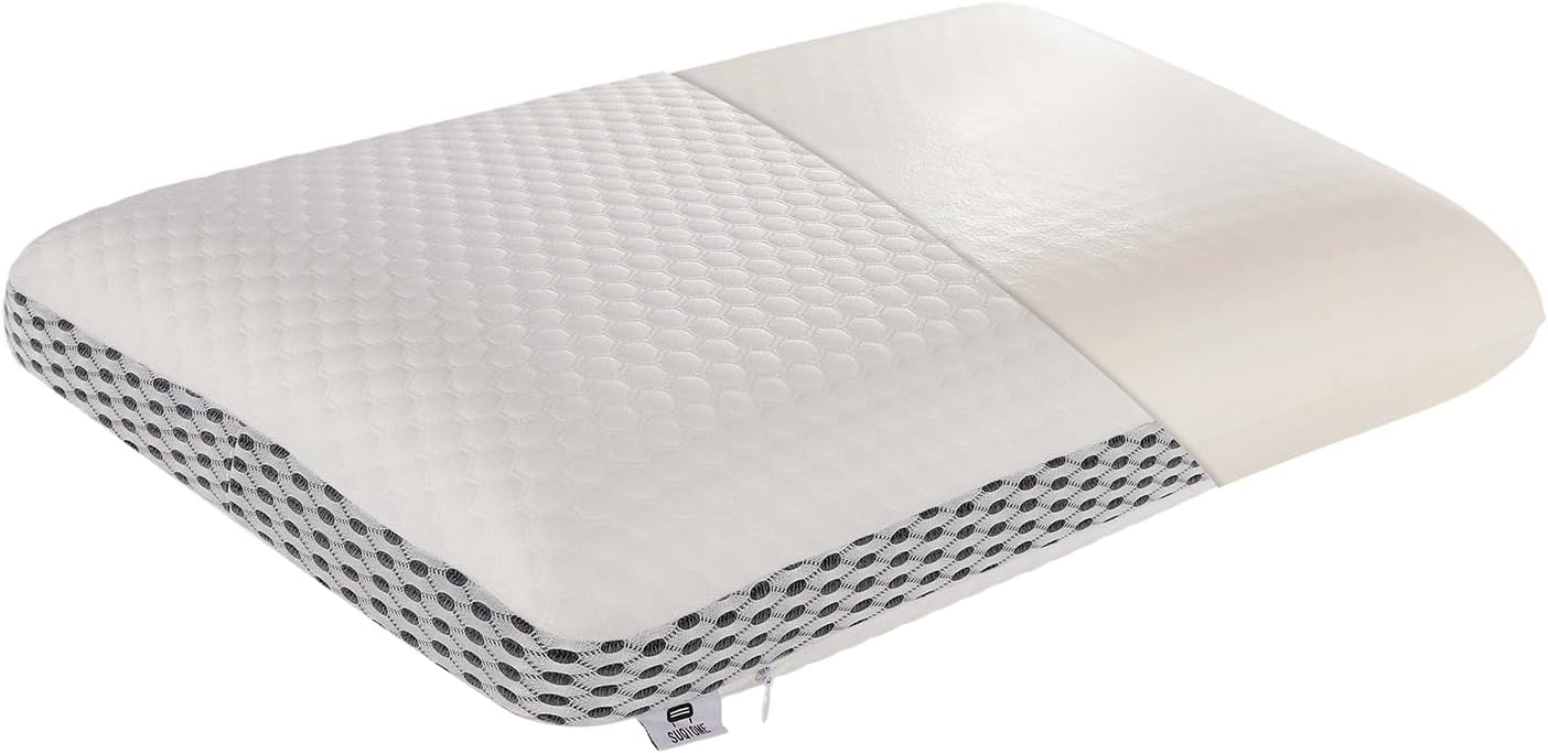 SUQ I OME Thin Memory Foam Bed Pillows, Pillow for Side and Back Sleeper,Washable Removable Cover, Soft, White (Standard)