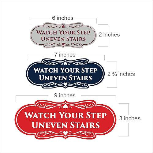 Miniatura 2 de Signs ByLITA Designer Watch Your Step Uneven Stairs (letrero de diseñador) (azul) - Mediano