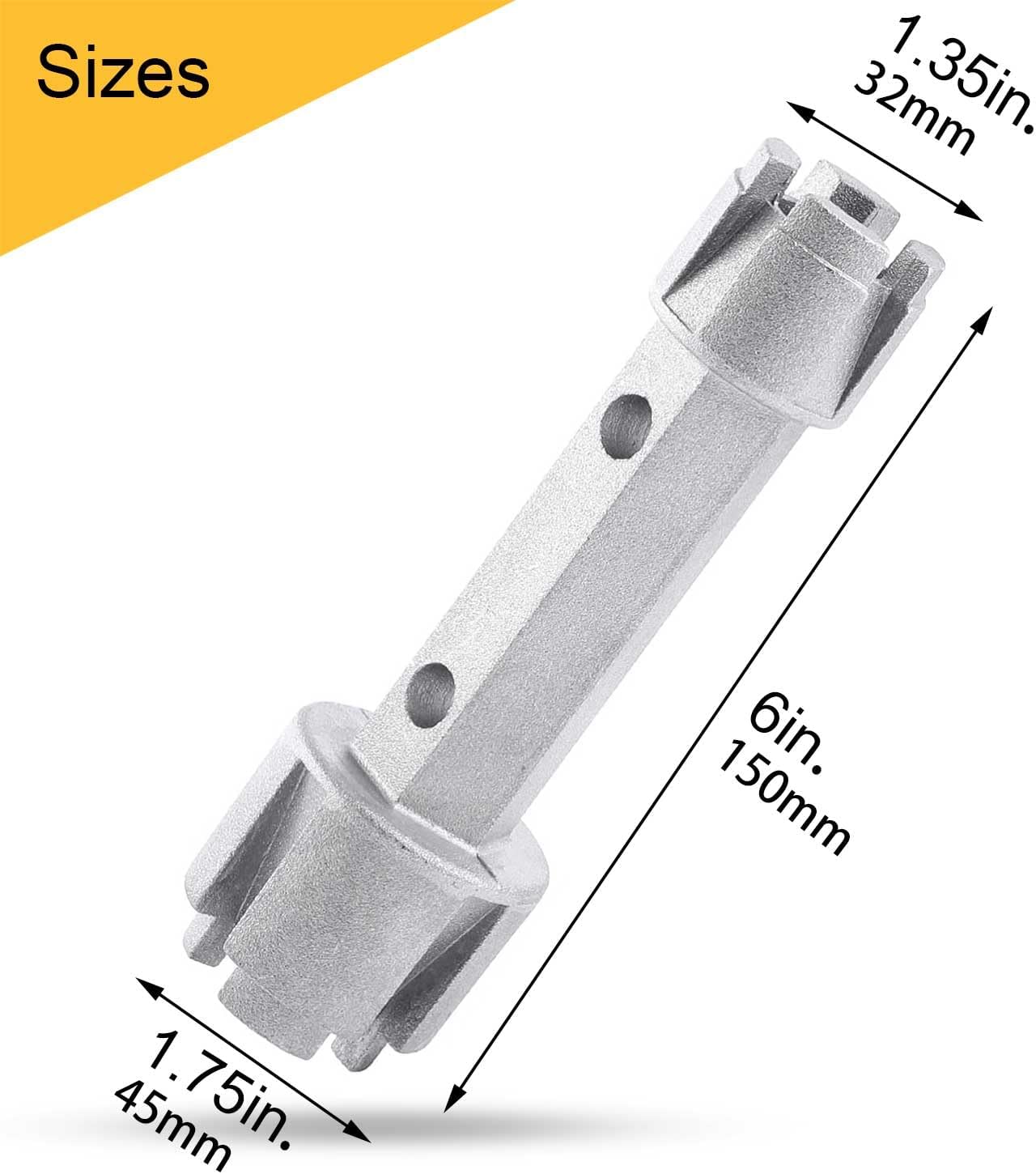 Hanpex Tub Drain Remover Wrench - Dual Ended for Bath & Shower Drains, Closet Spuds - Heavy Duty Aluminum