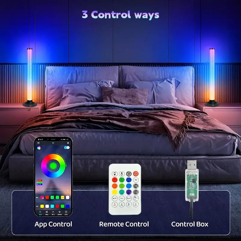 Image of XERGY 270 RGBIC Ambient Table Lamp,15 LEDs, App + IR Remote + Button Control, Dynamic Music Sync Mode with inbuilt Mic, Timer, Mood Light for TV, Bedroom, Gaming, Office (USB Powered, 5W) Pack of 2