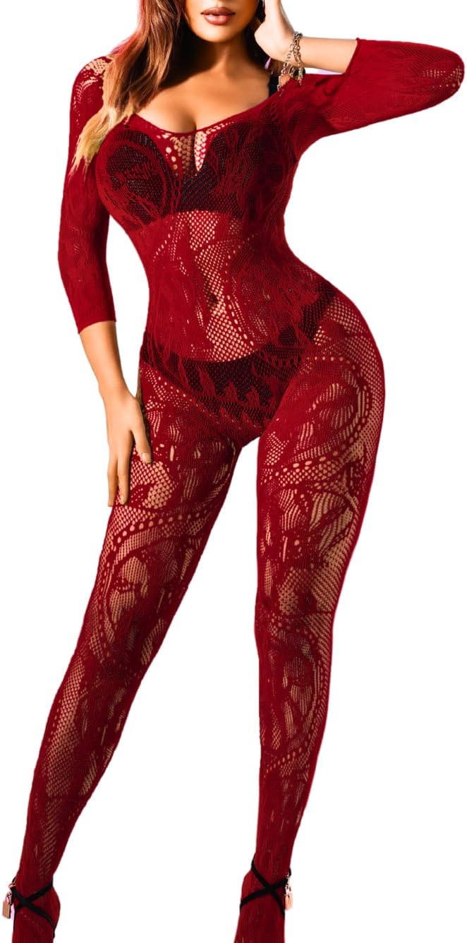 Women's Fishnet Body Suit and Stockings Set, Dancer Martinique Ubuy