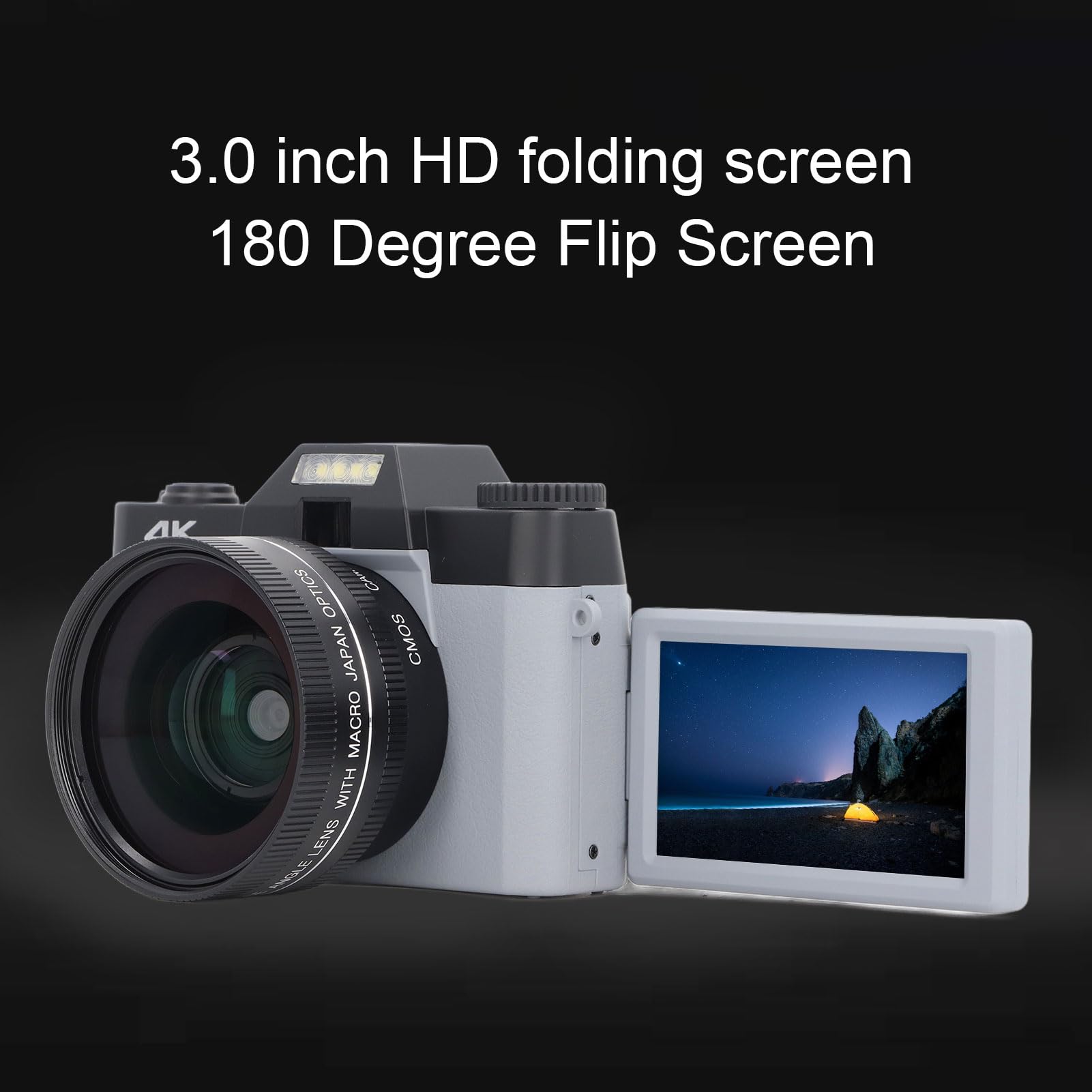 Amazon | 48MP Vlogging カメラ、コンパクト 3.0 インチ 180 度