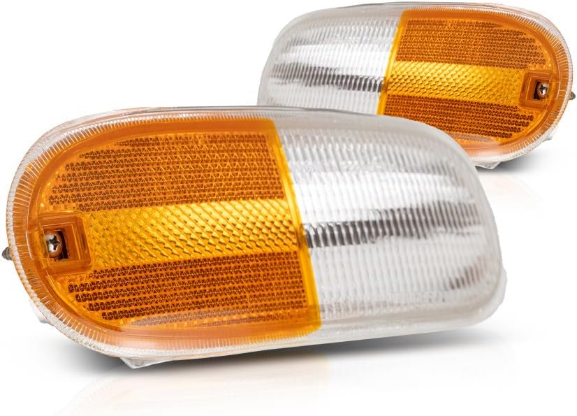 KarParts360 For VW Beetle Turn Signal Light 1998-2005 Driver and Passenger Side Pair/Set | Clear and Amber Lens | VW2520103, VW2521103 | 1C0953155L, 1C0953156L