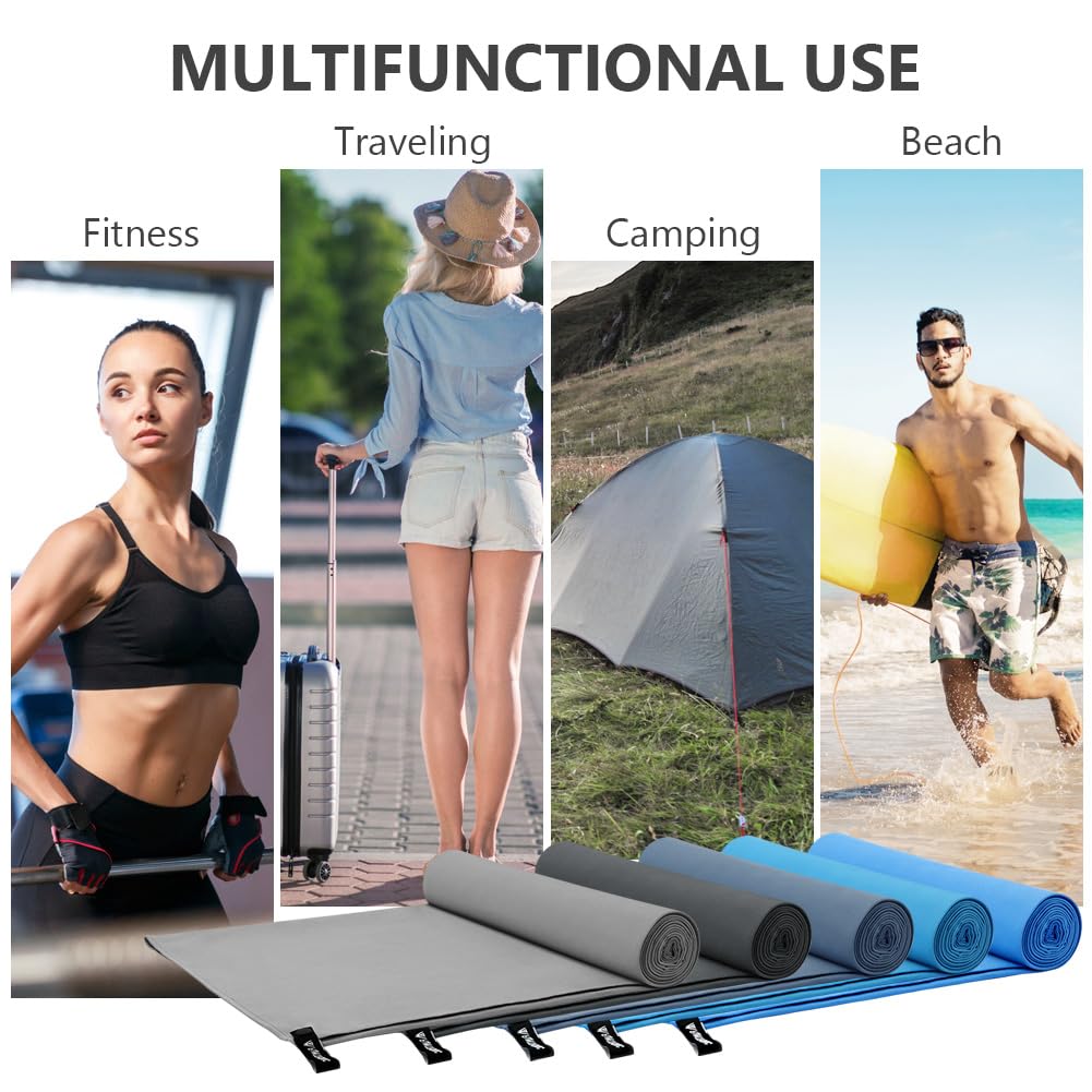 flintronic Ręcznik z mikrofibry, podróżny, lekki, chłonny, ultralekki, szybkoschnący, plażowy, do uprawiania sportu, na siłownię, do jogi, na kemping, do wędrówek z plecakiem