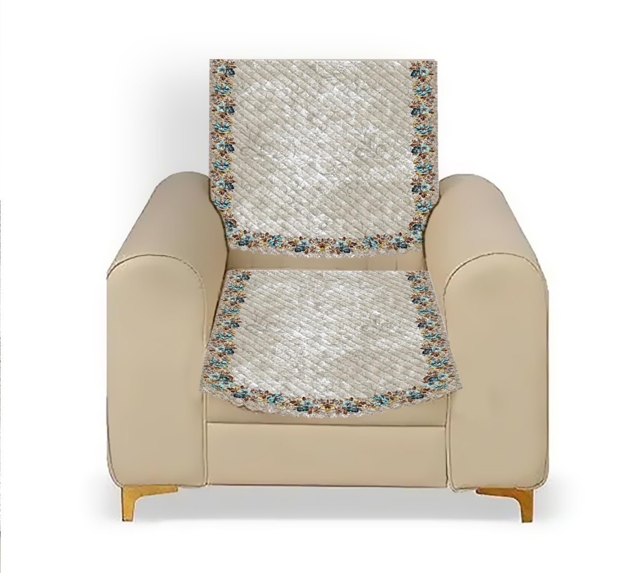 Salajya Anchla Premium 1 Quilted Sofa Cover – Anti-Slip & Elegant Design | Durable Single Seater Sofa Protector for Living Room Furniture | Stylish Washable Couch Slipcover|23x27 inch|Color- Beige-image-33