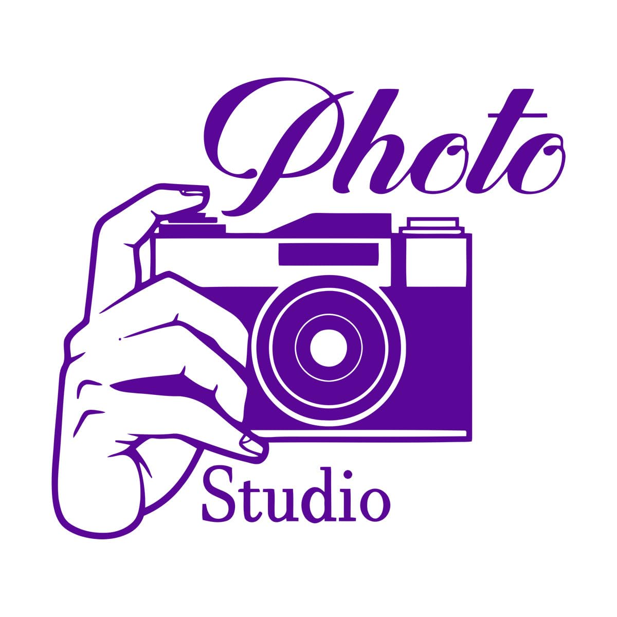 Photography Studio Wall Sticker Photo Camera Vinyl Wall Decals Photo Studio Decor Camera with Hand Vinyl Widnow Murals Extra Large - 68x75cm