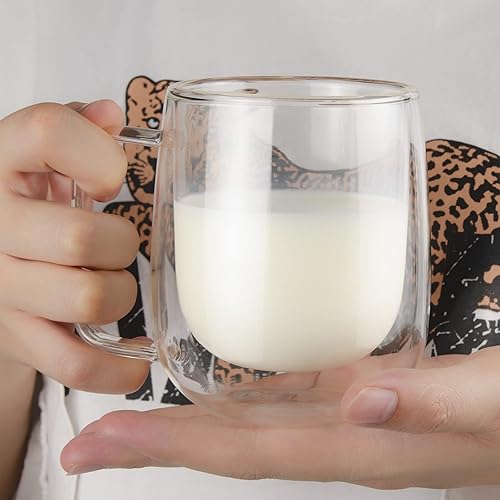 Miniatura 9 de Taza de café de vidrio, 8.5 onzas, doble pared, aislada, resistente al calor, para té, café, café con leche, capuchino, espresso, té helado, apto