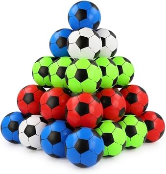 24 Pack PVC Footballs - 9 Inch 23cm Lightweight Plastic Balls for Kids Party Bags, Garden Play & Summer Beach Games - Assorted Bright Colours - Bulk Set of 24 Soft Inflatable Footballs