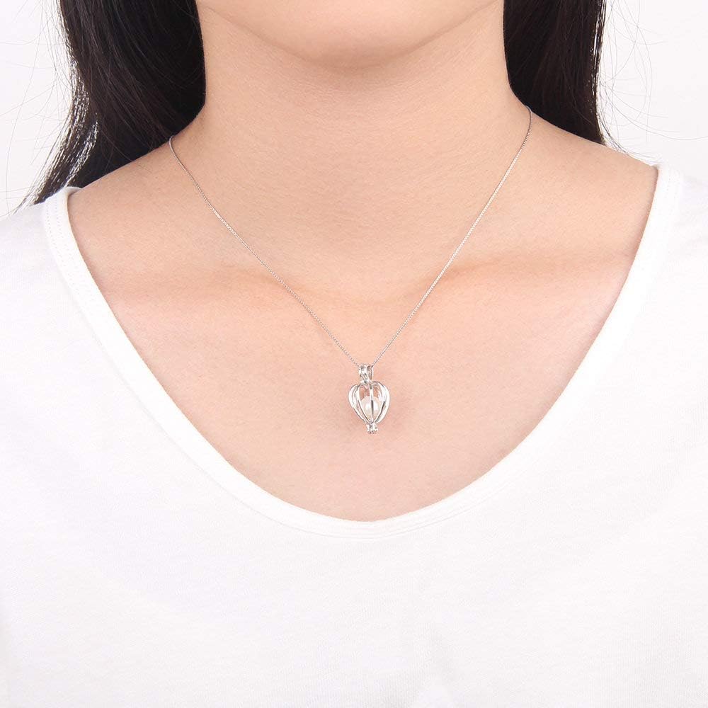 Minimalism Heart Cage Pendants for Pearl Jewelry Making Sterling Silver, Design Cage Pendants for Women - Image 6