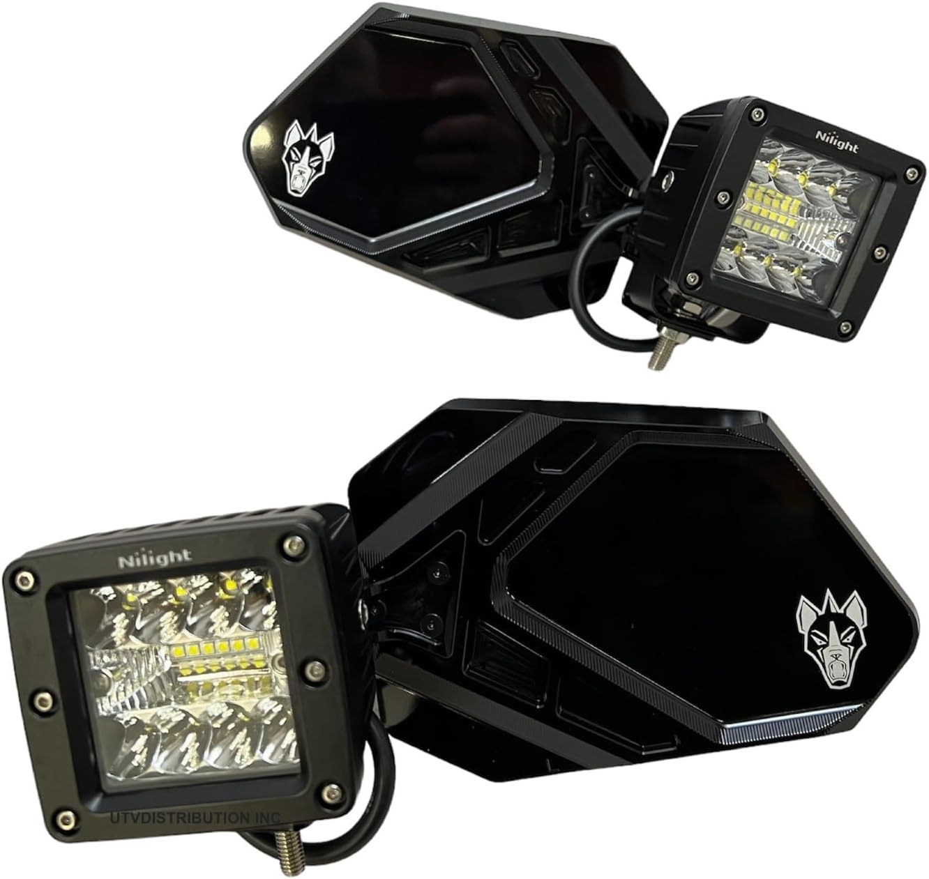 Chupacabra Offroad Cuero Pro UTV Mirrors With LED Lights (set of 2) Black (CHUP-Black-1-7/8"-Clear)