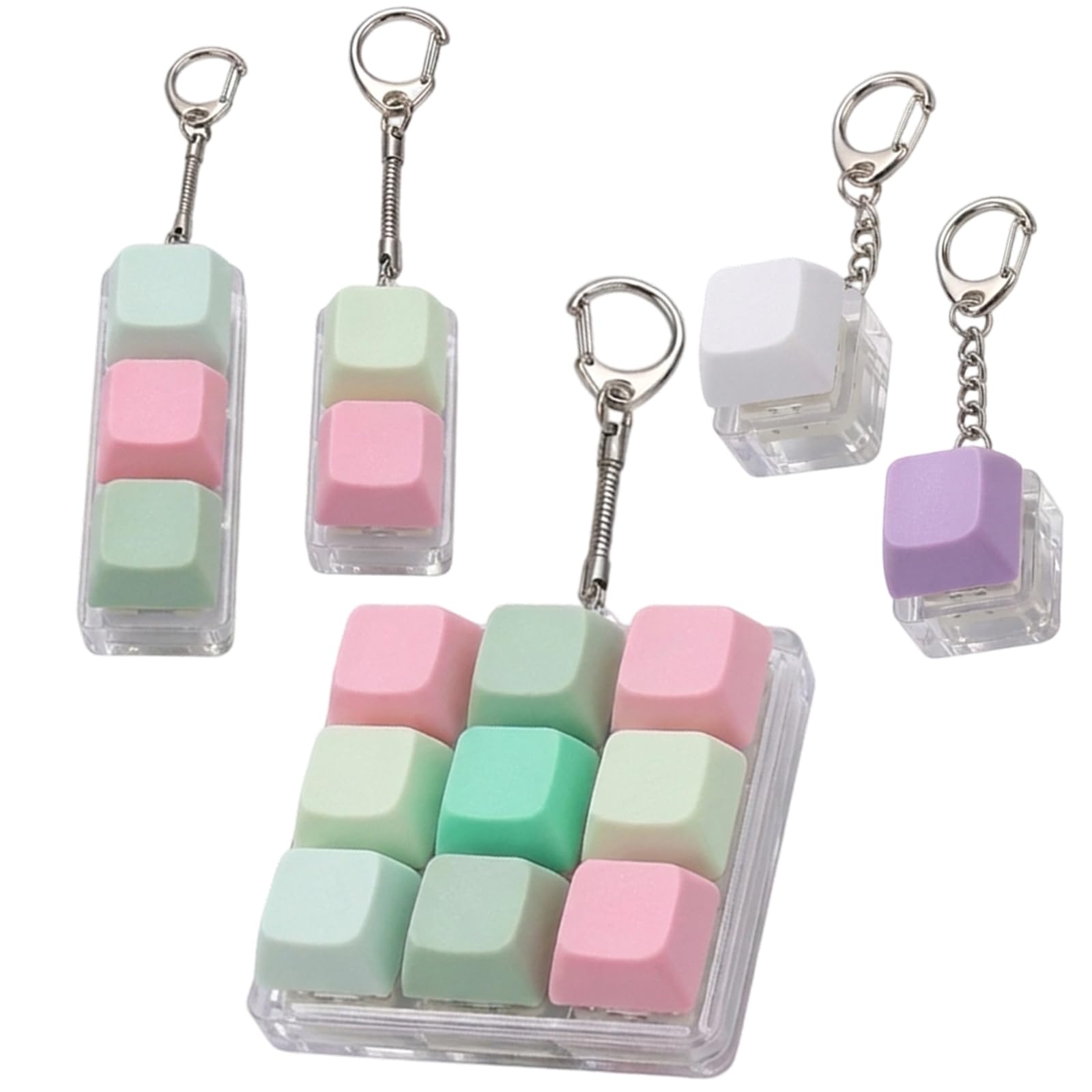 5 Pcs Keyboard Fidget Toy, Clicker Fidget Toy ，Colourful Clicker Keychain